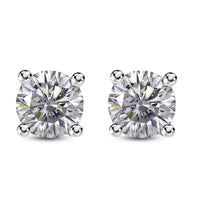 Emperor Cut Moissanite Solitaire Stud Earrings in Platinum Over Sterling Silver 1.50 ctw