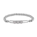 Simulated Diamond, Silvertone Beaded Stretch Bracelet 0.10 ctw - Sticky add to cart bar