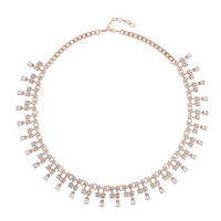 Austrian Crystal Tassels Necklace 20-22 Inches in Silvertone