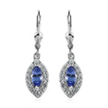 AAA Tanzanite and Natural White Zircon Lever Back Earrings in Platinum Over Sterling Silver 2.00 ctw - Sticky add to cart bar