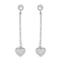 Simulated Diamond Heart Dangle Earrings in Rhodium Over Sterling Silver 0.50 ctw - Sticky add to cart bar