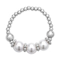 White Shell Pearl Stretch Ring in Rhodium Over Sterling Silver (Size 7-10) - Sticky add to cart bar