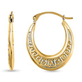 14K Yellow Gold Hoop Earrings, Gold Earrings For Her, Greek Key Hoop Earrings - Sticky add to cart bar