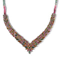 TLV Multi-Tourmaline V-Shape Necklace (20 Inches) in Platinum Over Sterling Silver (17.25 g) 56.15 ctw - Sticky add to cart bar