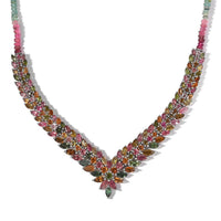 TLV Multi-Tourmaline V-Shape Necklace (20 Inches) in Platinum Over Sterling Silver (17.25 g) 56.15 ctw