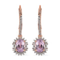 Premium Martha Rocha Kunzite and White Zircon Lever Back Earrings in Vermeil Rose Gold Over Sterling Silver 2.90 ctw - Sticky add to cart bar