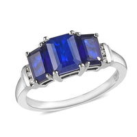 Tanzanian Blue Spinel (DF), Natural White Zircon 3 Stone Ring in Platinum Over Sterling Silver (Size 10.0) 2.75 ctw