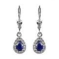 Tanzanian Blue Spinel (DF) and White Zircon Lever Back Earrings in Platinum Over Sterling Silver 1.25 ctw - Sticky add to cart bar