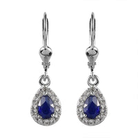 Tanzanian Blue Spinel (DF) and White Zircon Lever Back Earrings in Platinum Over Sterling Silver 1.25 ctw