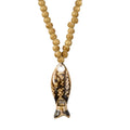 Brown Color Ceramic Beaded Whistle Pendant Necklace 22-24 Inches in Silvertone - Sticky add to cart bar