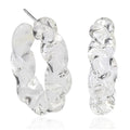 White Murano Style Twisted Hoop Earrings in Stainless Steel - Sticky add to cart bar