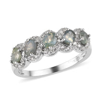 Narsipatnam Alexandrite and Natural White Zircon Ring in Platinum Over Sterling Silver 1.65 ctw (Delivery in 5-7 Business Days)