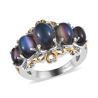 Aurora Moonstone Ring in Vermeil Yellow Gold and Platinum Over Sterling Silver 4.35 ctw