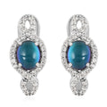 Aurora Moonstone (D) and White Zircon Omega Clip Earrings in Platinum Over Sterling Silver 5.50 ctw - Sticky add to cart bar