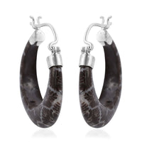 Brown Sponge Coral Earrings in Sterling Silver