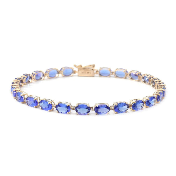 LUXORO 14K Yellow Gold AAA Tanzanite Tennis Bracelet (8.00 In) 3.50 Grams 11.40 ctw - Product card gallery slide 1 (9431311745279)
