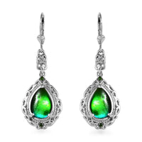 Canadian Ammolite and Multi Gemstone Earrings in Vermeil YG & Platinum Over Sterling Silver 0.10 ctw