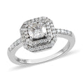 Moissanite Double Halo Ring in Platinum Over Sterling Silver 1.25 ctw (Delivery in 5-7 Business Days) - Sticky add to cart bar