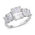 Radiant Cut Moissanite 5 Stone Ring in Rhodium Over Sterling Silver 5.00 ctw - Sticky add to cart bar