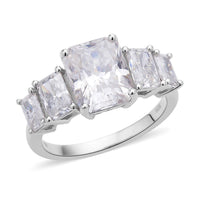 Radiant Cut Moissanite 5 Stone Ring in Rhodium Over Sterling Silver 5.00 ctw