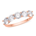 120 Facets Moissanite 5 Stone Ring in Vermeil Rose Gold Over Sterling Silver 2.25 ctw - Sticky add to cart bar
