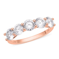 120 Facets Moissanite 5 Stone Ring in Vermeil Rose Gold Over Sterling Silver 2.25 ctw