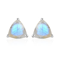 Premium Rainbow Moonstone Solitaire Stud Earrings in Platinum Over Sterling Silver 3.50 ctw