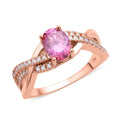 Pink and White Moissanite Split Shank Ring in Vermeil Rose Gold Over Sterling Silver 1.75 ctw - Sticky add to cart bar