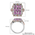 Premium Madagascar Pink Sapphire Cluster Ring in Vermeil Rose Gold and Platinum Over Sterling Silver (Size 10.0) 2.85 ctw (Delivery in 5-7 Business Days) - Sticky add to cart bar