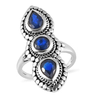 Artisan Crafted Tanzanian Blue Spinel (DF) 3 Stone Ring in Sterling Silver 2.00 ctw