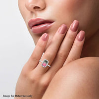 Certified and Appraised LUXORO 14K White Gold AAA Bi-Color Tourmaline and G-H I2 Diamond Halo Ring 2.30 Grams 1.69 ctw
