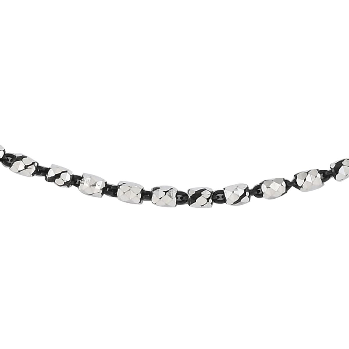 Italian Sterling Silver Beaded Tube Chain Necklace 18 Inches 3.60 Grams