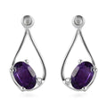 Amethyst and Natural White Zircon Stud Earrings in Sterling Silver 1.00 ctw (Delivery in 7-10 Business Days) - Sticky add to cart bar