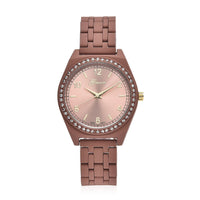 GENOA Simulated Diamond Miyota Japanese Movement in Watch in ION Plated Black Stainless Steel Strap 0.75 ctw