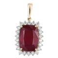 LUXORO 10K Yellow Gold AAA Niassa Ruby and Moissanite VS-EF Halo Pendant 2.65 Grams 10.25 ctw - Sticky add to cart bar