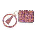 Yellow & Purple Faux Leather Cardholder Bangle Key Ring with Tassels - Sticky add to cart bar