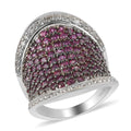 Orissa Rhodolite Garnet, Natural White Zircon Cluster Ring in Platinum Over Sterling Silver (Size 10.0) (10.20 g) 3.50 ctw - Sticky add to cart bar