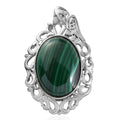 African Malachite Solitaire Pendant in Platinum Over Copper with Magnet 14.50 ctw - Sticky add to cart bar