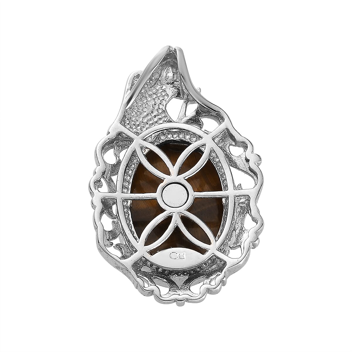 African Malachite Solitaire Pendant in Platinum Over Copper with Magnet 14.50 ctw (14)