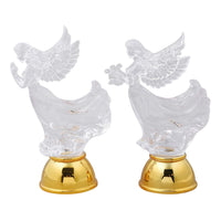 Set of 2 Flat Angel Gesture of Prayer and Holding The Harp with Multi Color Changing Light (3.54"x2.16"x6.29")