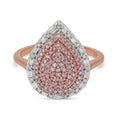 Natural Pink and White Diamond Pear Shape Ring in Vermeil Rose Gold Over Sterling Silver (Size 7.0) 0.50 ctw - Sticky add to cart bar