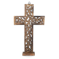 Wooden Carved Cross for decor - Sticky add to cart bar