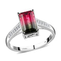 Certified and Appraised LUXORO 14K White Gold AAA Bi-Color Tourmaline and G-H I2 Diamond Ring 2.50 Grams 2.76 ctw - Sticky add to cart bar