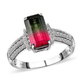 Certified and Appraised LUXORO 14K White Gold AAA Bi-Color Tourmaline and G-H I2 Diamond Ring 2.80 Grams 3.01 ctw - Sticky add to cart bar