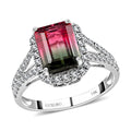 Certified and Appraised LUXORO 14K White Gold AAA Bi-Color Tourmaline and G-H I2 Diamond Split Shank Ring 2.60 Grams 3.70 ctw - Sticky add to cart bar