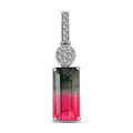 Certified Luxoro AAA Bi-Color Tourmaline and G-H I2 Diamond 3.66 ctw Pendant without Chain in 14K White Gold - Sticky add to cart bar