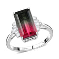 Certified and Appraised LUXORO 14K White Gold AAA Bi-Color Tourmaline and G-H I2 Diamond Ring 2.55 Grams 5.95 ctw - Sticky add to cart bar