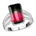 Certified and Appraised LUXORO 14K White Gold AAA Bi-Color Tourmaline and G-H I2 Diamond Ring 3.20 Grams 6.76 ctw - Sticky add to cart bar