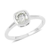 Moissanite Solitaire Ring in Platinum Over Sterling Silver 1.00 ctw 1.00 ctw
