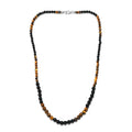 Tiger's Eye and Black Agate Beaded Necklace 20 Inches in Sterling Silver 97.25 ctw - Sticky add to cart bar
